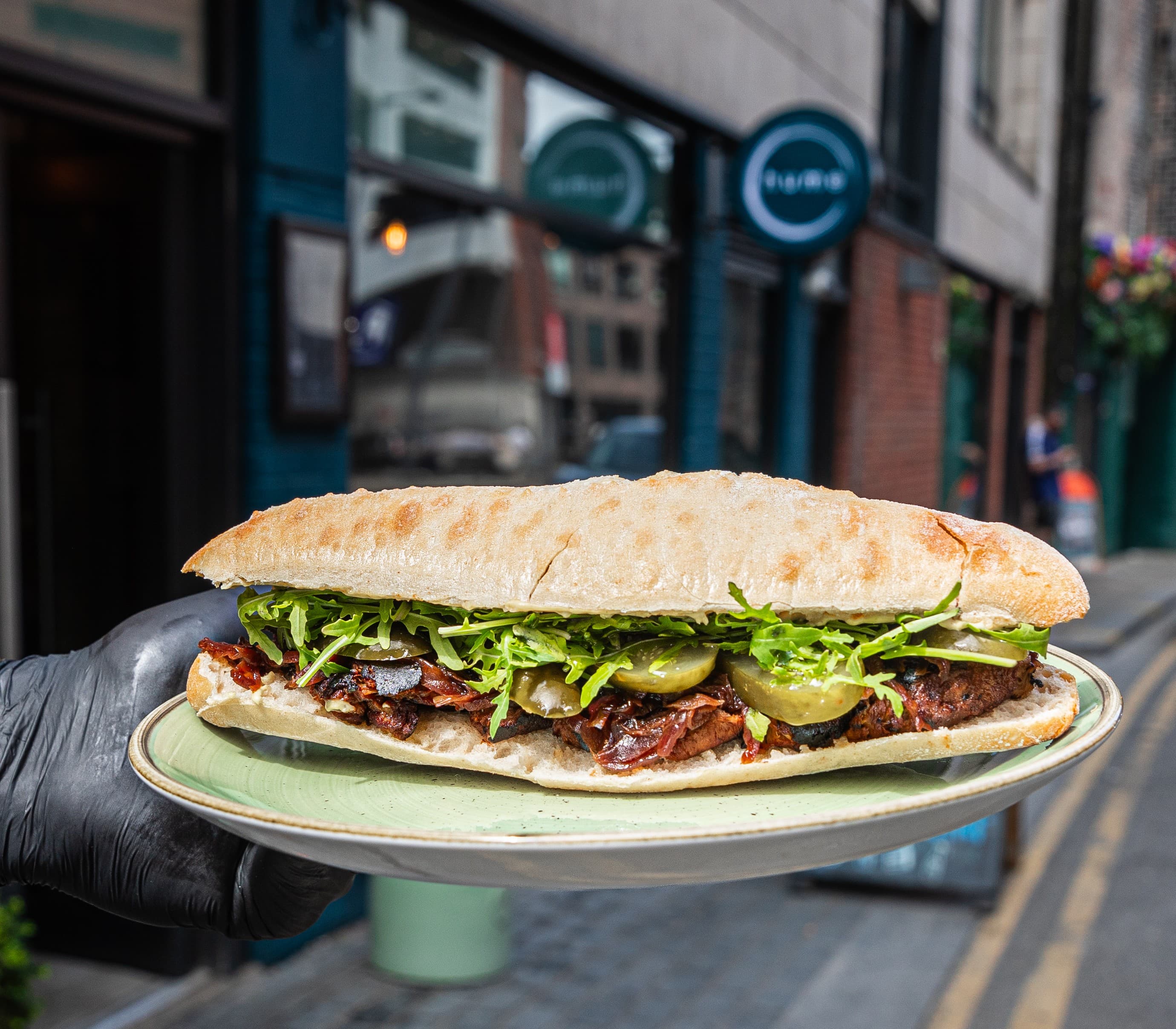 lion’s mane steak sandwich